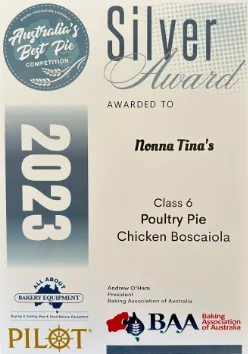 Silver award certificate, 2023, Chicken Boscaiola