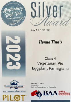 Silver award certificate, 2023, Eggplant Parmigiana